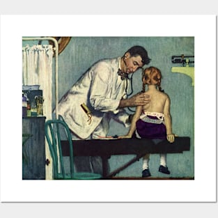 Vintage Science and Medicine, Pediatrician Doctor Treating a Patient Posters and Art